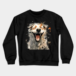 Pawsome: Happy Dog Smiles on a Dark Background Crewneck Sweatshirt